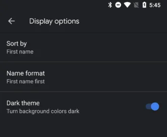 Google Phone Dark Theme