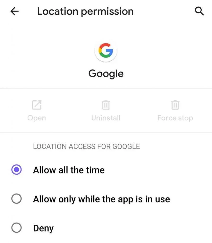 Location permission Android Q