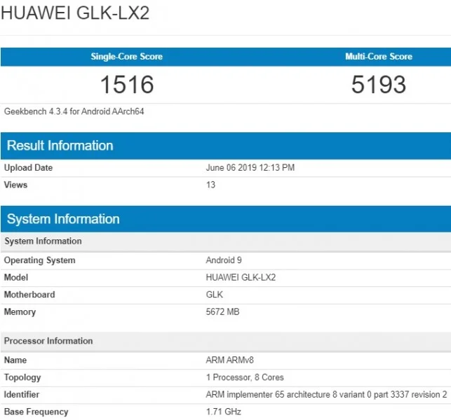 Nova 5i Geekbench