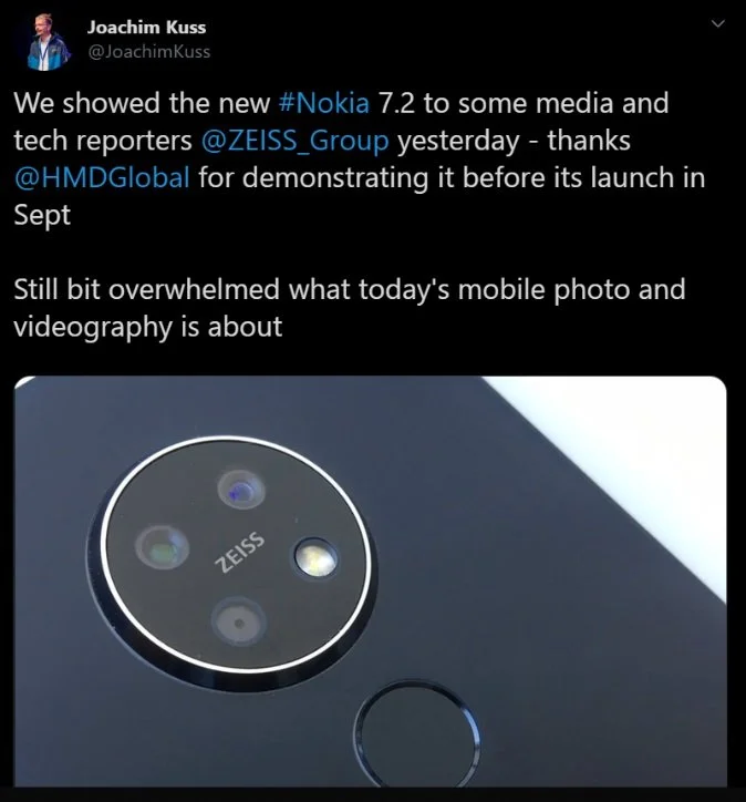 Joachim Kuss tweet about Nokia 7.2