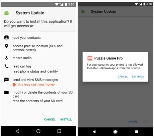 install an APK package on Android